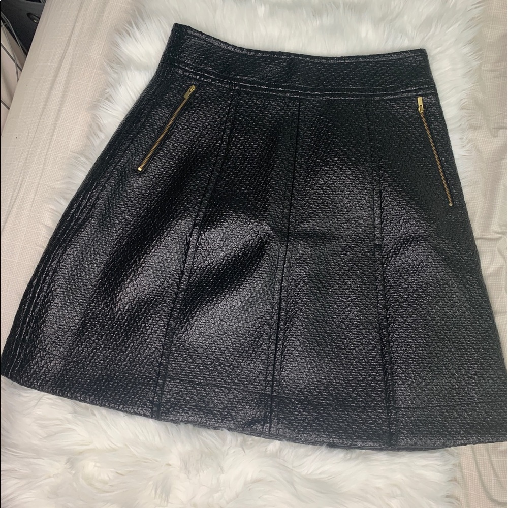Banana Republic Black High-Waist Shiny Midi Skirt